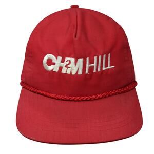 CH2M Hill Slideback 5 Panel Cap Red OS Adjustable Embroidered Rope Sportcap